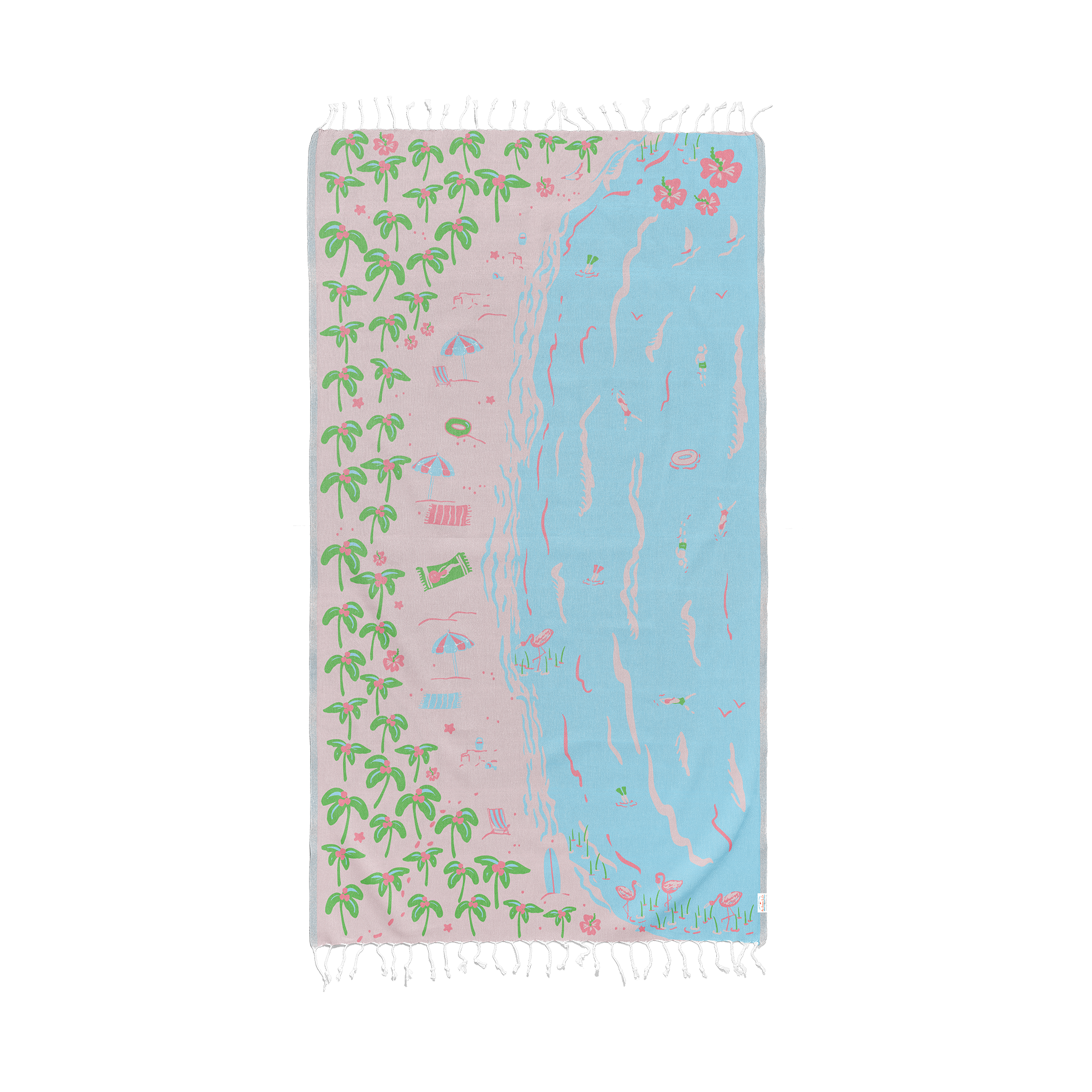 Towel with tropical design on a white background