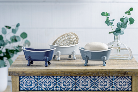 Blue-Gray Bathtub Soap Dish