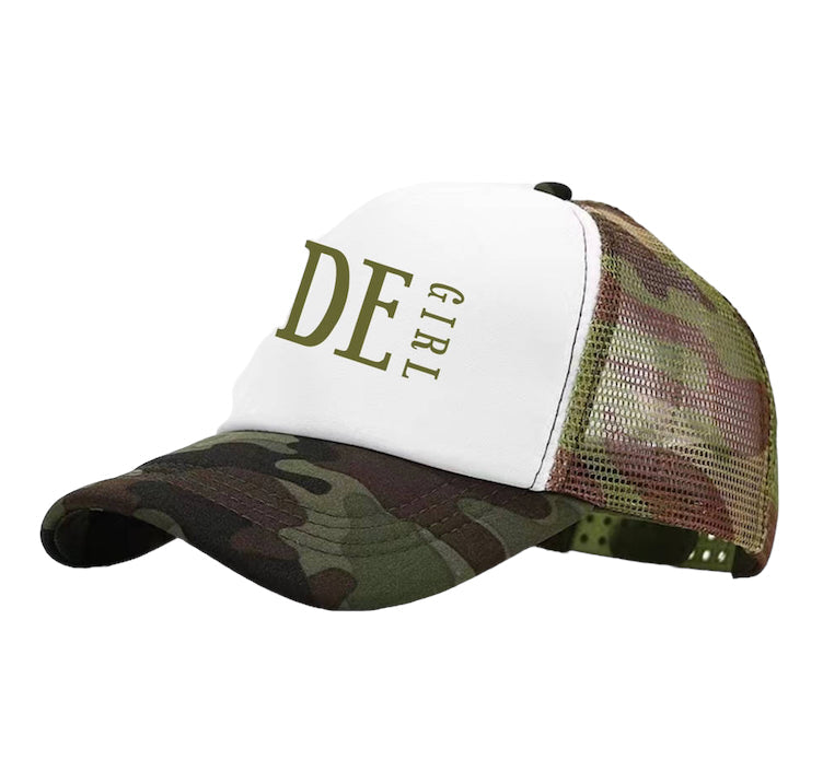 DE Girl white trucker hats