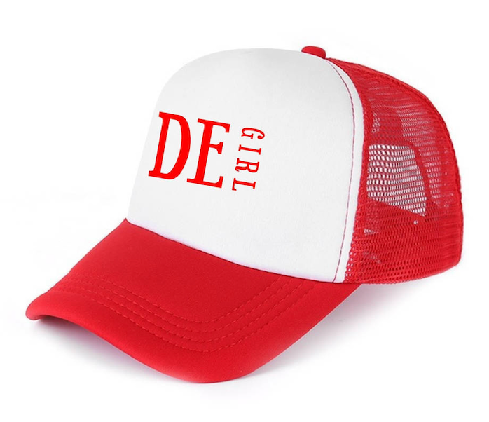 DE Girl white trucker hats